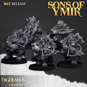 Dwarf Crossbow Rangers - Highlands Miniatures | 28mm/32mm | Sons of Ymir | Resin 3D Printed | High Quality
