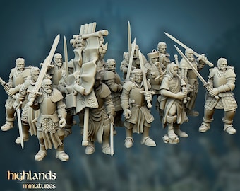 Highland Miniatures - Questing Knights on foot | Empire | Knights | Tabletop | 28mm/32mm | Miniature | DnD