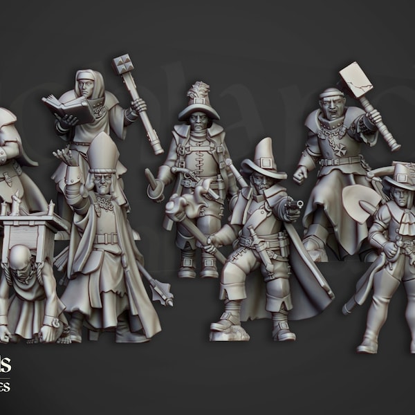 Inquisitorial Band - Highland Miniatures | 3D printed Resin | 8K Resolution | 28mm/32mm | Empire