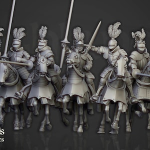 Sunland Knights on Horse | Highlands Miniatures | Cavalry | 3D Printed | 28/32mm | DnD | Pathfinder