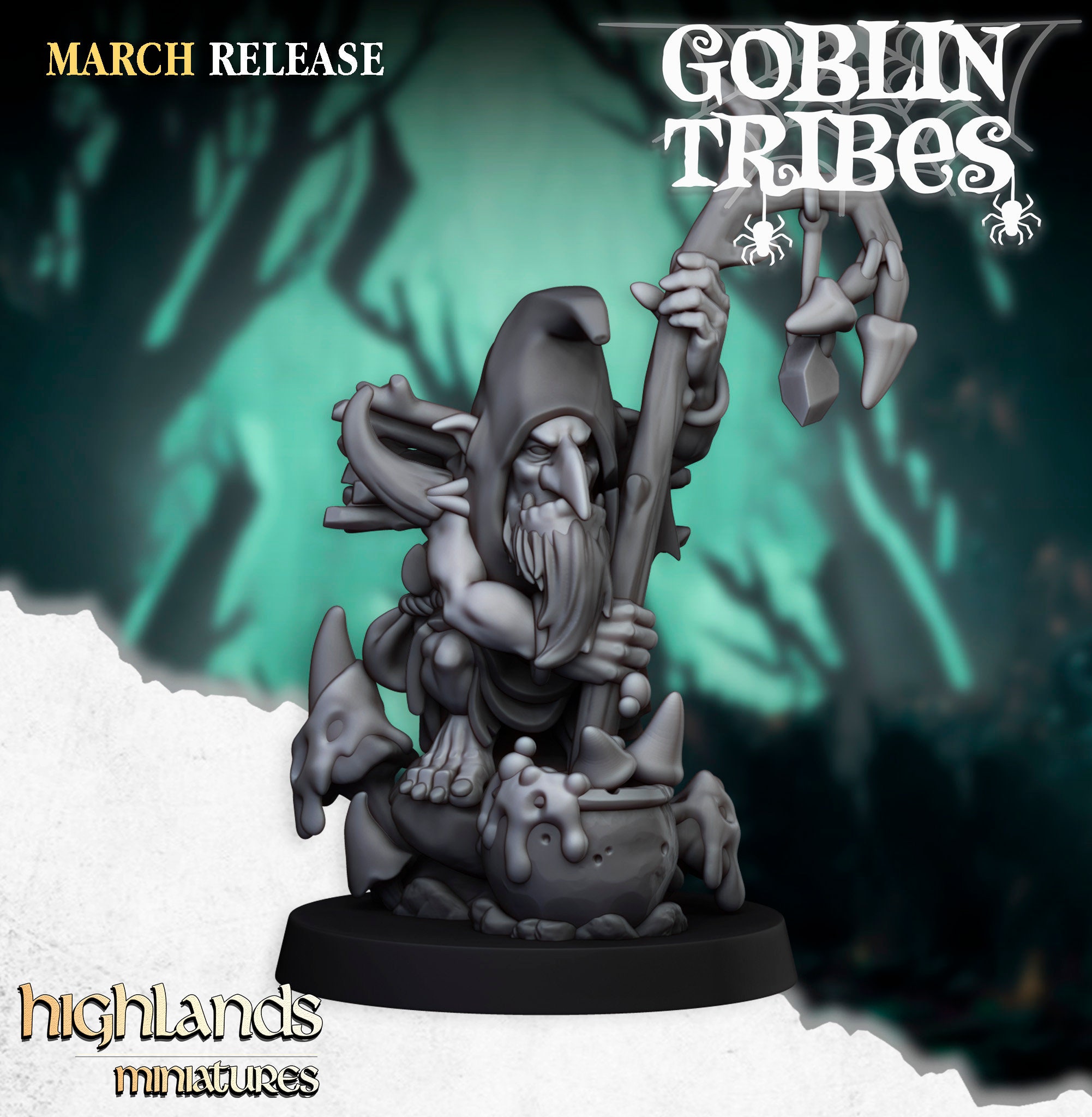 Swamp Goblin Shaman by Highlands Miniatures | Goblin Tribes | 28mm/32mm | Resin | 3D printed | High Quality