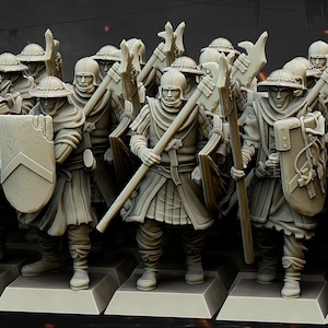Highlands Miniatures - Men at Arms/Light Infantry | 28mm/32mm | Halberd | Sword | 3D Printed | 8K