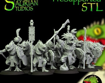 Iguanisaur Warriors - Savage Saurian Studios | Lizardmen | 28mm/32mm | Proxy | Guard | Saurian | 3D printed | Miniature