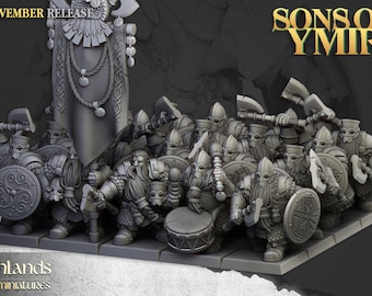 Highlands Miniatures - Dwarf Huscarls | 28/32mm | Sons of Ymir | 3D Printed | 8K Resolution