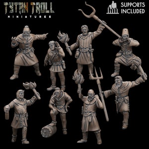 Foule de villageois | Miniatures Tytan Troll | DnD | Horde | Villageois | 28mm/32mm | imprimé en 3D | Impression de résine 8K