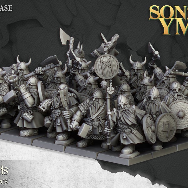 Highlands Miniatures - Dwarf Warriors | 28/32mm | Tabletop | Proxy | DnD | Miniature