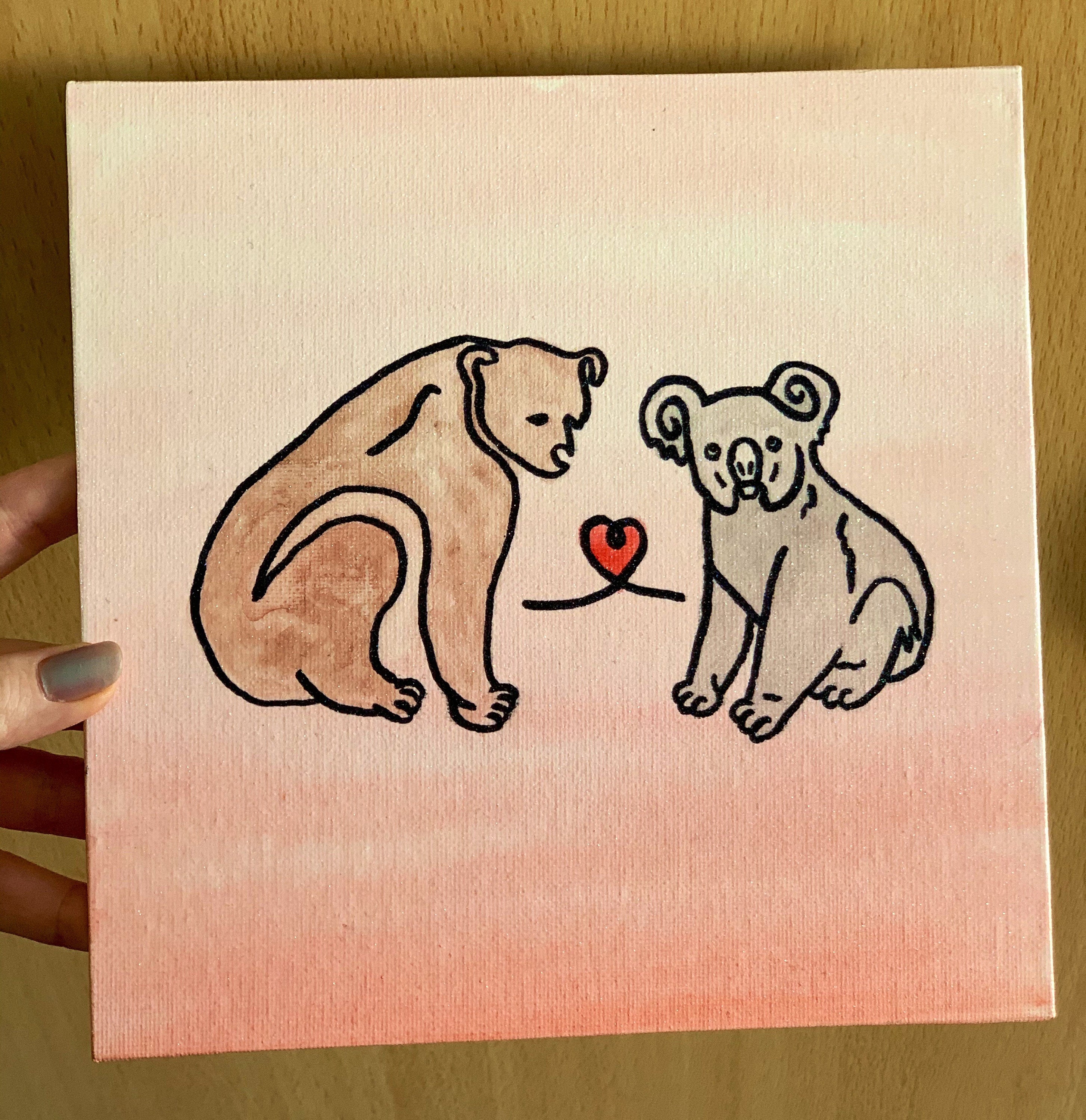 Line Drawing Watercolour Canvas 20cm X 20cm Custom Made Etsy Italia