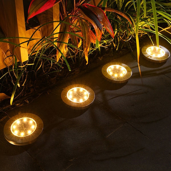 Solar Powered light (with 8 LED Bulbs each) Ground Lights Floor Decking Outdoor Garden Lawn Path Lamp