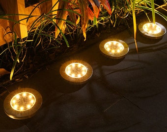 Luz alimentada por energía solar (con 8 bombillas LED cada una) Luces de suelo Terraza de suelo Lámpara de camino de césped y jardín al aire libre