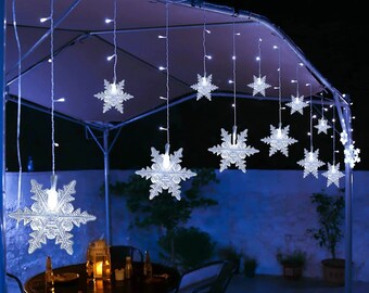 Snowflake Fairy String Lights: UK Plug, Waterproof, 96 LED