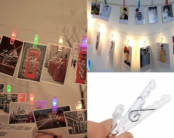 USB Battery powered LED Photo Clip Light Peg Fairy String Lights Wedding, Picture Hanging