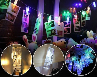 DIY Photo Clip LED Light Peg Fairy String Lights Wedding, Picture Hanging