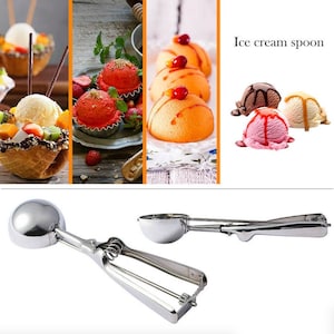 Cookie Scoop Set Ice Cream Scoop 18/8 Stainless Steel with Anti Slip Rubber  Grip Cookie Dough Scooper with Trigger Release - AliExpress