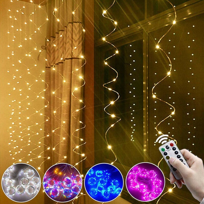 Rideau Lumineux De Noel A Led, Guirlande Lumineuse D'exterieur Et D' interieur, Decoration Feerique Pour Jardin, Chambre A Coucher, Fete De  Mariage, Ramadan - Eclairage De Vacances