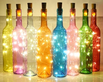 DIY LED botella hadas cadena luces batería corcho en forma de fiesta de boda de Navidad