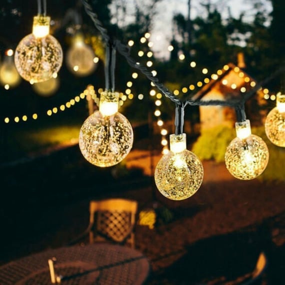 BALL 30/50 LED Solar Powered Garden Party Fairy String Crystal Ball Lights Outdoor UK 