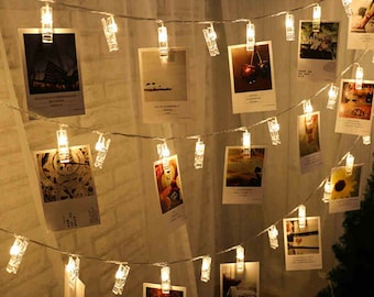 LED Photo Clip Light, Battery powered, Peg Fairy String Lights Wedding, Picture Hanging
