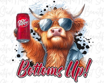 Bottoms Up Dr Pepper png Highland Kuh Trinkt Beer Dose Kuh Alkohol Shirt Tipsy Drunk Prost Party Animal Summer Vibes Digital Download