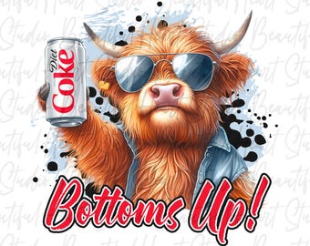Bottoms Up Diet Coke png Highland Kuh Trinken Soda Pop Kann Shirt Koffein Prost Party Tier Niedlich Liebe Sommer Vibes Getränk Digitaler Download