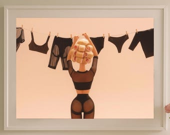 Retro Laundry Day Art Print: Blonde Doll, Mid-Century Glamour