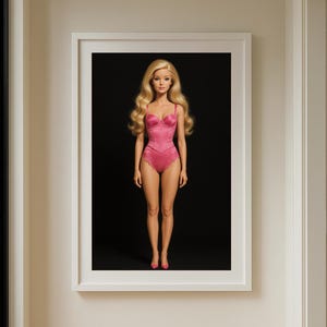 Fashion Doll in Pink Corset Poster – Fashion Doll Wall Art, Retro Glam Aesthetic Print, Vintage Pop Culture Icon Decor, Collector Gift