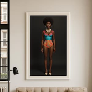Lámina de arte mural de Barbie de moda retro: póster de muñeca glamurosa de los años 70, Barbie afro coleccionable, decoración atrevida para dormitorio o armario, sin marco