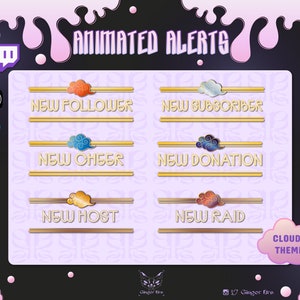 6 animierte Twitch-Cloud-Design-Benachrichtigungen zum Streamen