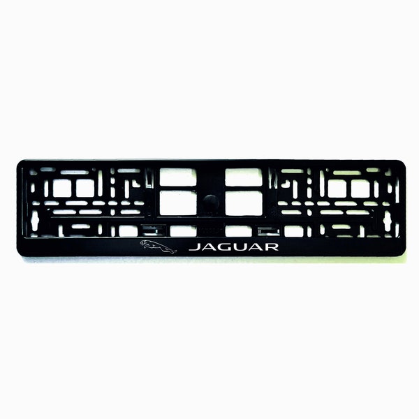 Jaguar Carbon Fiber Illusion License Plate – Glossy Black, Made In USA (Front)