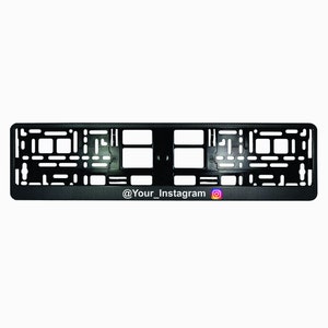 European License Number Plate Frame Holder Surround Carbon look With Instagram logo and your text