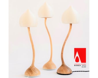 Handmade Wooden Mushroom Lamp: Award Winning Ecological Decor