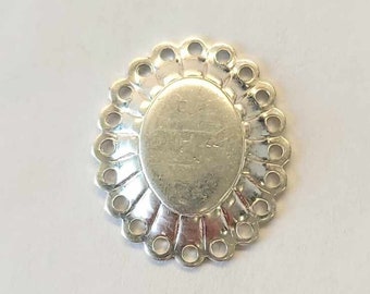 Sterling Silver Oval Blank Cameo Concho with holes, concho jewelry, bolo concho findings, silver jewelry findings, sterling conchos