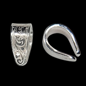 Sterling Silver Engraved Bail, silver castings, casted solderable accents, silver castings, sterling castings