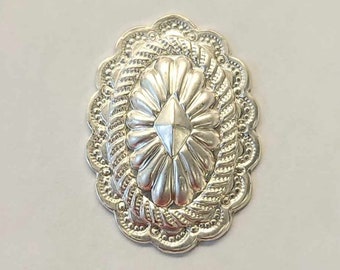 Sterling Silver ROPED Oval Concho, concho jewelry, bolo concho findings, silver jewelry findings, sterling conchos