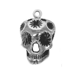 Sterling Silver Sugar Skull charm, silver skull pendant, sterling sugar skull charm, sterling silver sugar skull pendant, silver skulls