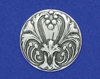 Sterling Silver Round Flourish Concho 21mm, concho jewelry, bolo concho findings, silver jewelry findings, sterling conchos