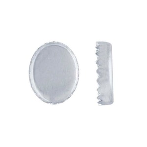 Sterling Silver Serrated Oval bezel cups, bezel cup, silver bezel cups, bezels cups, wholesale jewelry supplies, cabochon setting, cab bezel