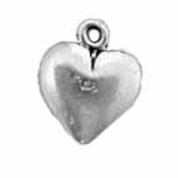 Sterling Silver Puffed Heart Charm, heart jewelry, love jewelry, heart pendant, sterling silver pendants, sterling silver jewelry