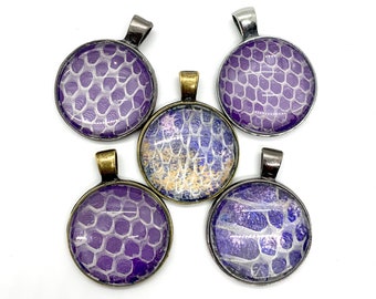 Natural Snake Skin Shed Necklace - Purple Round