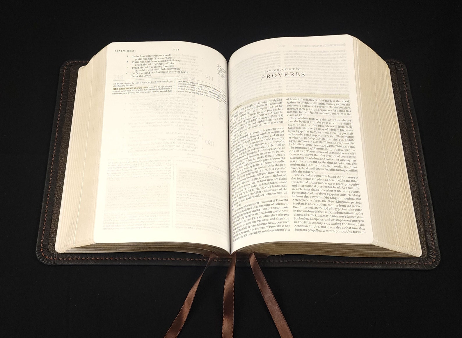 Black Cowhide Leather ESV Study Bible With Brown Perimeter Etsy