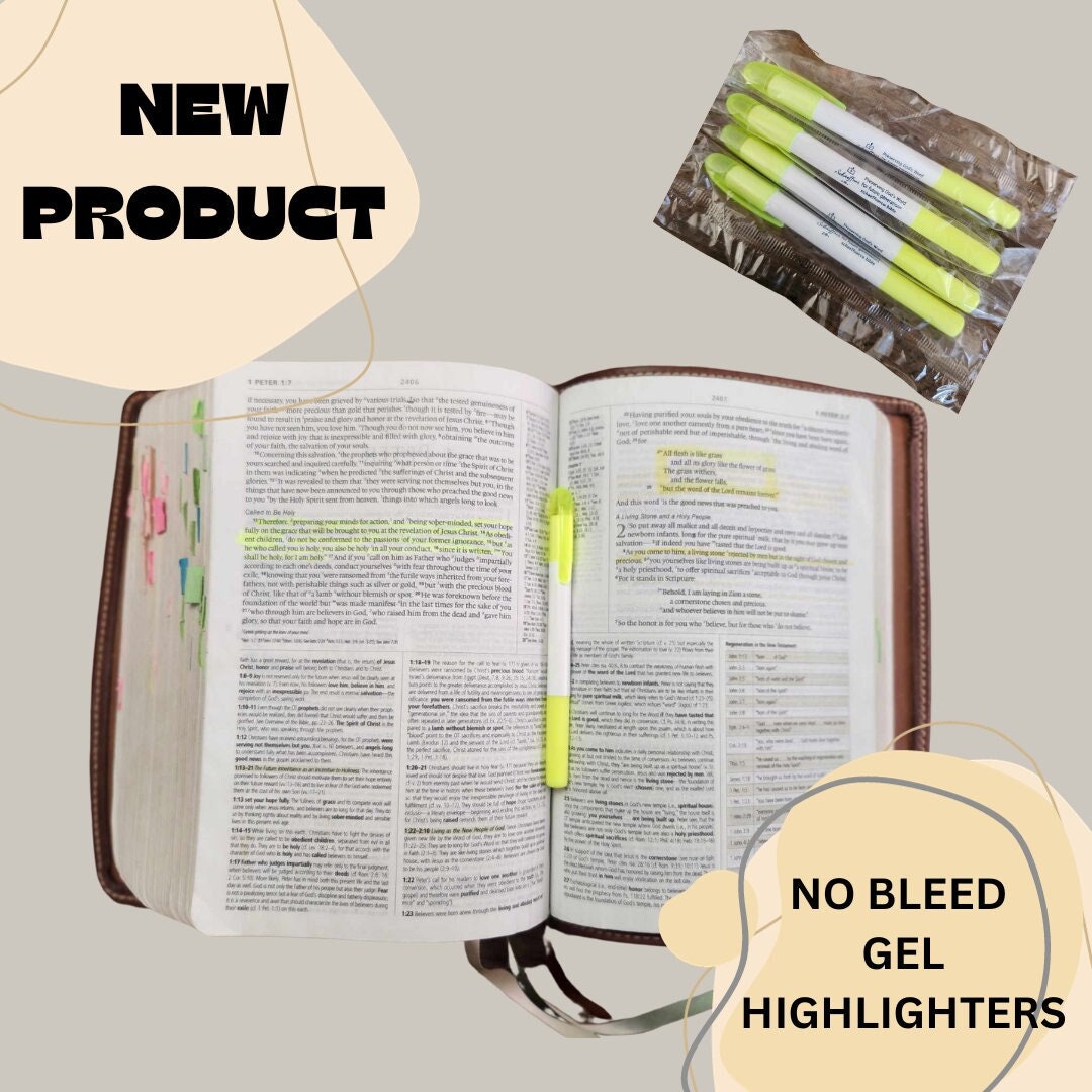 Dual Tip Bible Highlighters With Soft Chisel, 8 Pack No Bleed