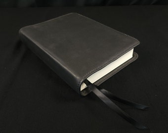 Black Cowhide Leather Bible: Large Print, Perimeter Stitch