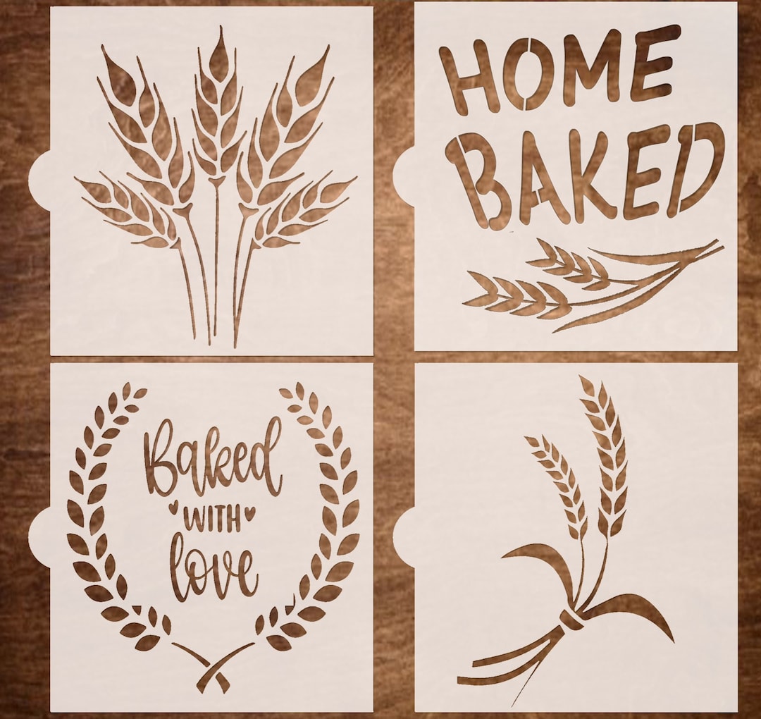 Fresh Bread Reusable Stencils Sourdough Bread Stencil 5 Wheat Stencil