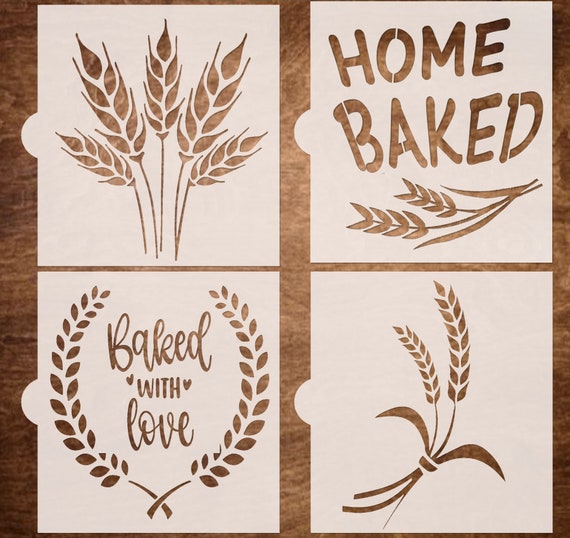 Fresh Bread Reusable Stencils Sourdough Bread Stencil 5 Wheat Stencil,  Baked With Love. Home, 2 Wheat 4 Pack stencils Only 