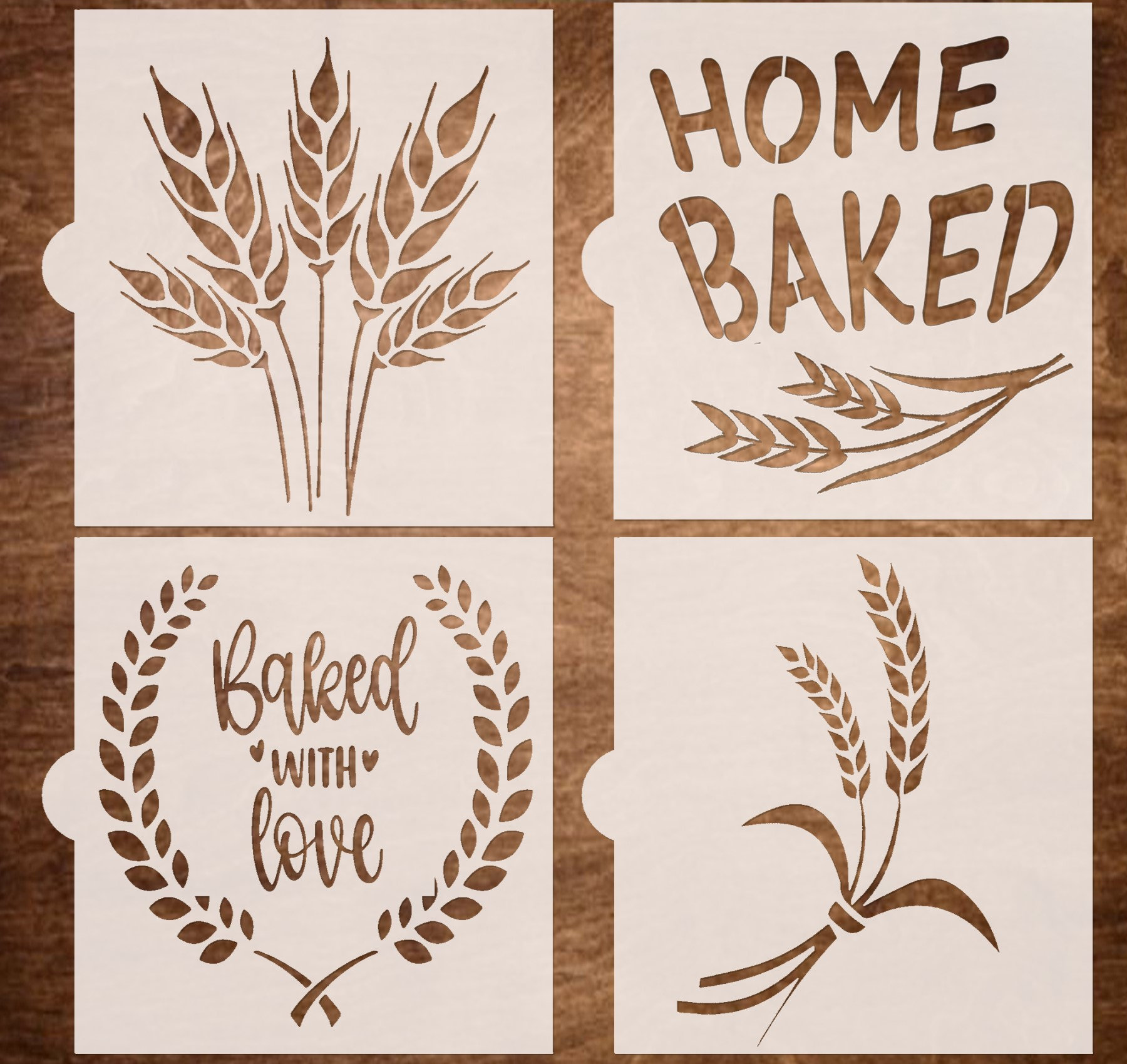 Thick Artisan Bread Stencils- Baking Stencils for Sourdough Bread and Cakes- Bee Stencil Rooster Stencil- 9 Designs- Premium Large Size- 5.25 x 5.25
