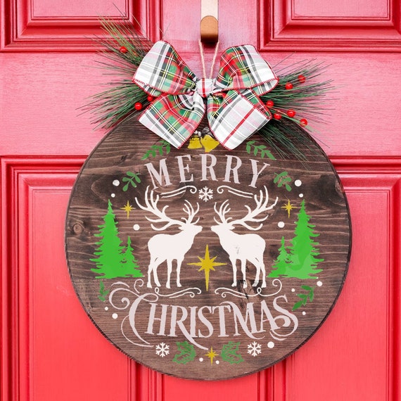 12 Inch Round Christmas Stencil Merry Christmas Stencil Christmas Stencils  for Painting, Drawing, Art and Wood Signs 