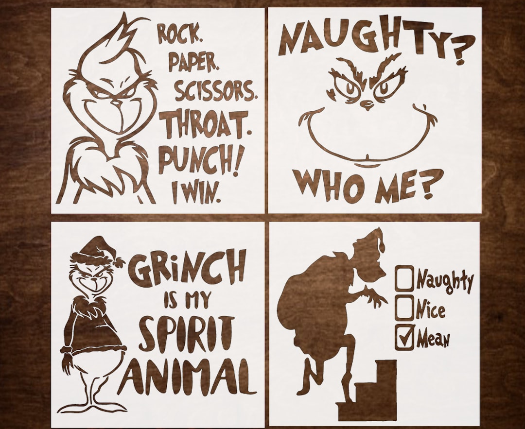 4-grinch-reusable-stencils-merry-christmas-stencils-for-etsy