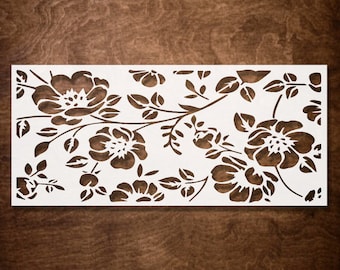 Large Flower Stencil, Reusable Cherry Blossom Stencil for Crafts, Art, Furniture, Repeating Pattern DIY Stencils and Templates (16x12 Inch)