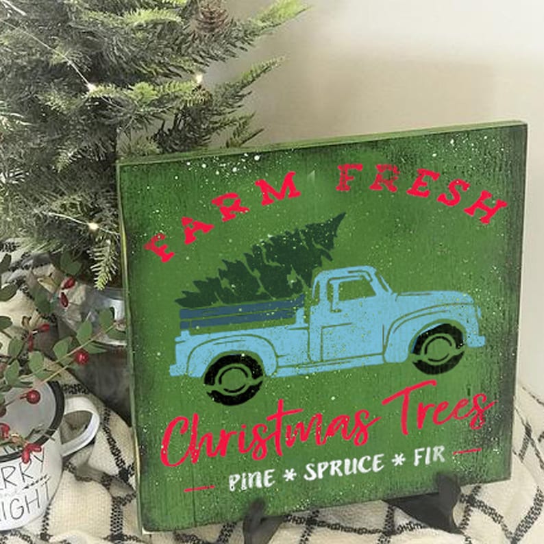 Reusable Christmas Holiday Stencil Farm Fresh CHRISTMAS TREE Etsy