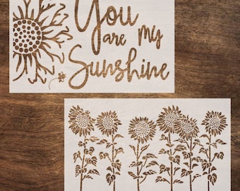 Flower Stencils, Sunflowers and You Are My Sunshine Stencil for Painting on  DIY Sneakers, Reusable Stencils (6"X8")