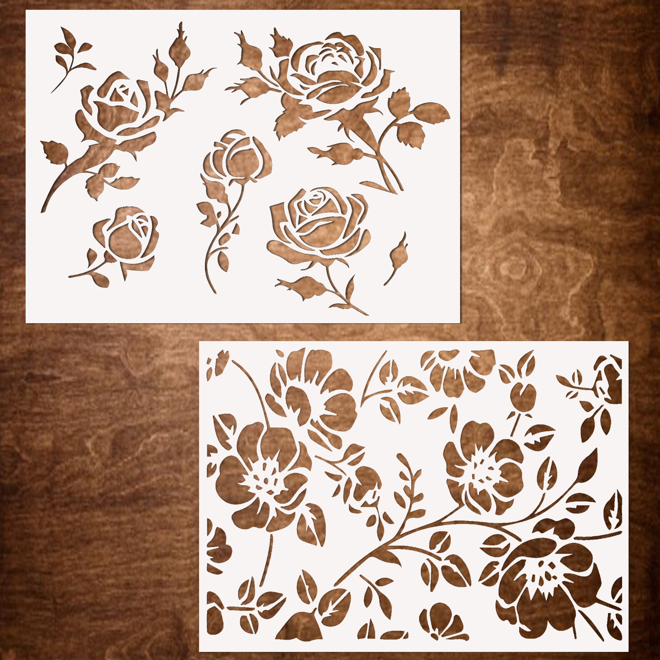 Reusable Flower Stencils, Rose and Cherry Blossom Stencil for Painting ...